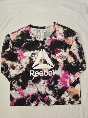 Reebok Black, Pink & Peach Tie-Dye Crop Sweatshirt